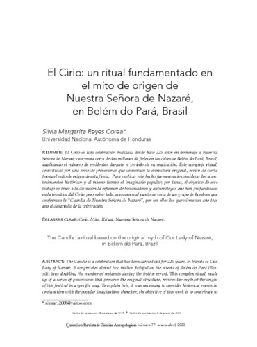El Cirio: un ritual fundamentado en el mito de origen de Nuestra Señora de Nazaré, en Belém do Pará, Brasil