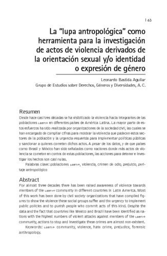 La “lupa antropológica” como herramienta para la investigación de actos de violencia derivados de la orientación sexual y/o identidad o expresión de género