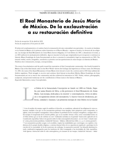 El Real Monasterio de Jesús María de México. De la exclaustración a su restauración definitiva