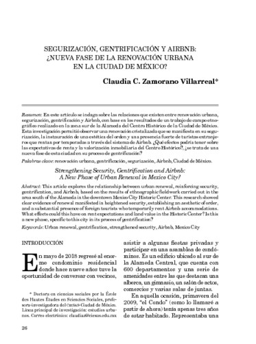 Segurización, gentrificación, y airbnb: ¿nueva fase de la renovación urbana en la ciudad de México?