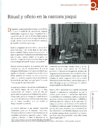 Ritual y oficio en la cantona yaqui