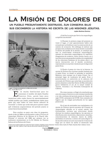 La Misión de Dolores de Cósari. Un pueblo presuntamente destruido, aún conserva bajo sus escombros la historia no escrita de las Misiones Jesuitas