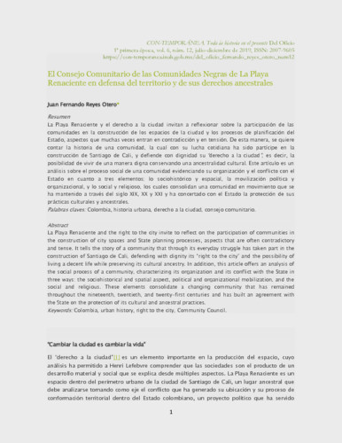 El Consejo Comunitario de las Comunidades Negras de La Playa Renaciente en defensa del territorio y de sus derechos ancestrales