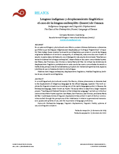 Lenguas indígenas y desplazamiento lingüístico: el caso de la lengua ombeayiüts (huave) de Oaxaca