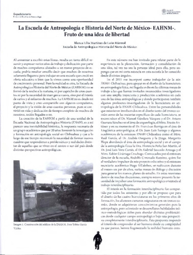  La Escuela de Antropología e Historia del Norte de México-EAHNM-. Fruto de una idea de libertad