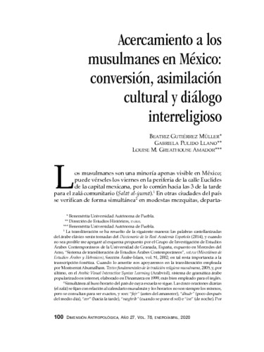 Acercamiento a los musulmanes en México: conversión, asimilación cultural y diálogo interreligioso