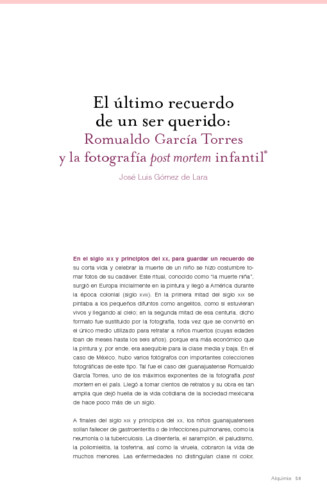 El último recuerdo de un ser querido: Romualdo García Torres y la fotografía post mortem infantil