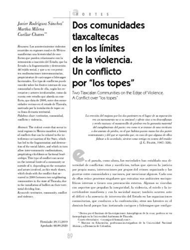 Dos comunidades tlaxcaltecas en los límites de la violencia. Un conflicto por “los topes”