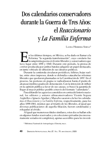 Dos calendarios conservadores durante la Guerra de Tres Años: el Reaccionario y La Familia Enferma