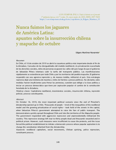 Nunca fuimos los jaguares de América Latina: apuntes sobre la insurrección chilena y mapuche de octubre