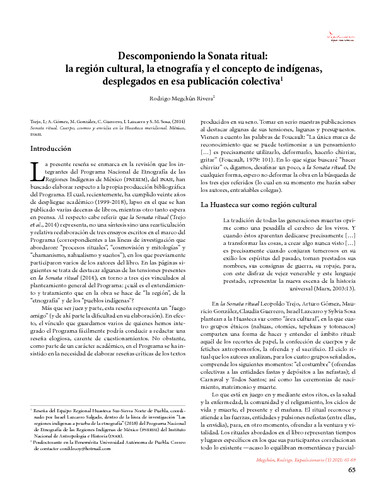 Descomponiendo La Sonata Ritual: la región cultural, la etnografía y el concepto de indígenas, desplegados en esa publicación colectiva