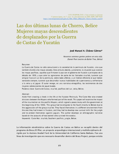 Las dos últimas lunas de Chorro, Belice. Mujeres mayas descendientes de desplazados por la Guerra de Castas de Yucatán