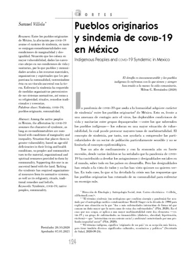  Pueblos originarios y sindemia de COVID-19 en México