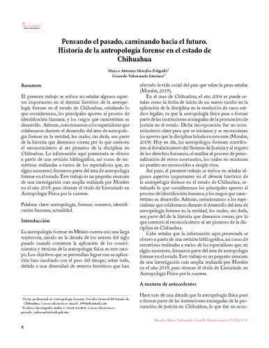 Pensando el pasado, caminando hacia el futuro. Historia de la antropología forense en el estado de Chihuahua