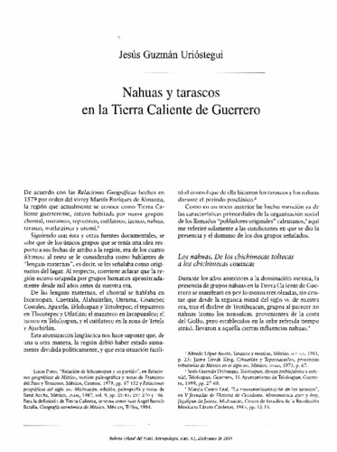 Nahuas y tarascos en la Tierra Caliente de Guerrero