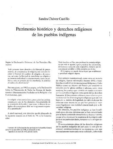 Patrimonio histórico y derechos religiosos de los pueblos indígenas