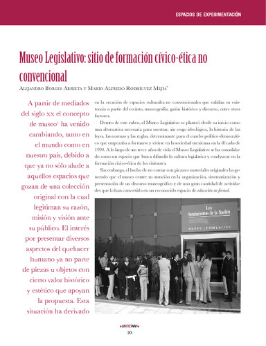 Espacios de experimentación por Museo Legislativo: sitio de formación cívico-ética no convencional