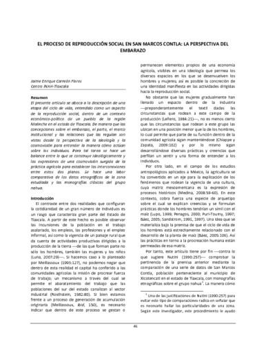 El proceso de reproducción social en San Marcos Contla: la perspectiva del embarazo