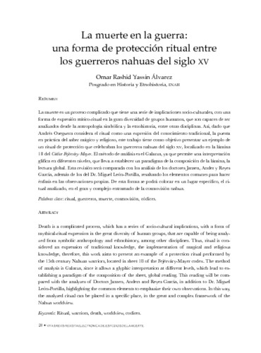 La muerte en la guerra: una forma de protección ritual entre los guerreros nahuas del siglo XV