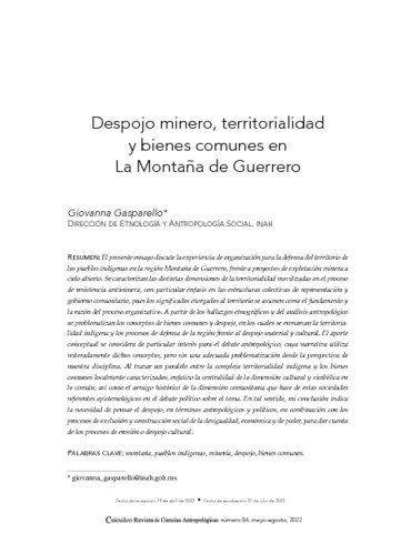 Despojo minero, territorialidad y bienes comunes en La Montaña de Guerrero