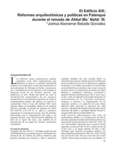 El Edificio XIX: Reformas arquitectónicas y políticas en Palenque durante el reinado de Ahkal Mo´ Nahb´ III