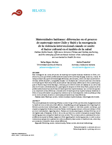 Maternidades haitianas: diferencias en el proceso de maternaje entre Chile y Haití y la emergencia de la violencia interseccional cuando se omite el factor cultural en el ámbito de la salud
