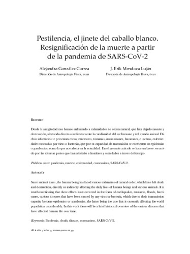 Pestilencia, el jinete del caballo blanco. Resignificación de la muerte a partir de la pandemia de SARS-CoV-2