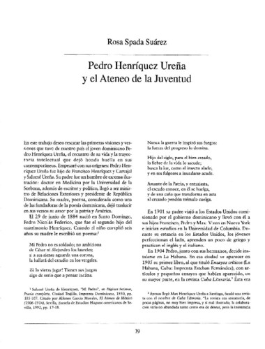 Pedro Henríquez Ureña y el Ateneo de la Juventud