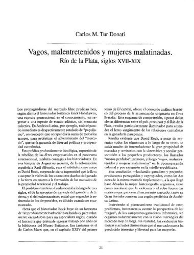 Vagos, malentretenidos y mujeres malatinadas. Río de la Plata, siglos XVII-XIX