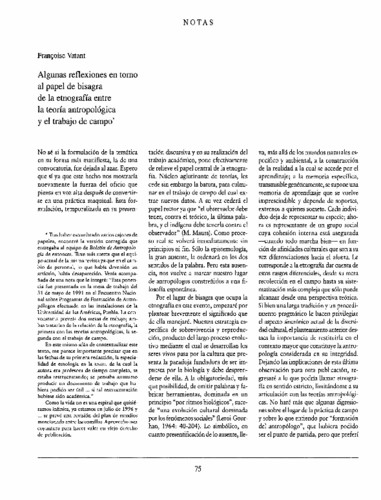 Algunas reflexiones en tomo al papel de bisagra de la etnografía entre la teoría antropológica y el trabajo de campo'