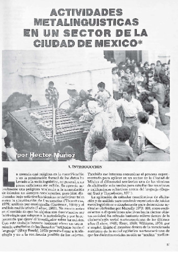 Actividades metalingüística en un sector de la Ciudad de México