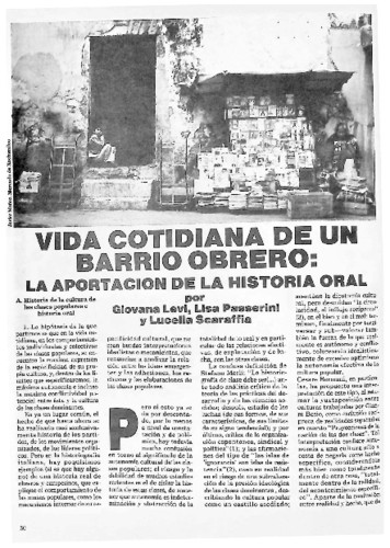 Vida cotidiana de un barrio obrero: la antropología de la historia oral