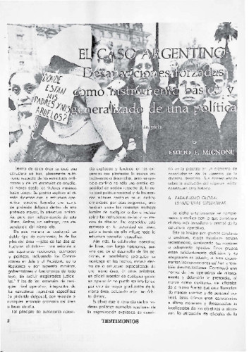 El caso argentino desapariciones forzadas como instrumento básico y generalizado de una política. Segunda parte