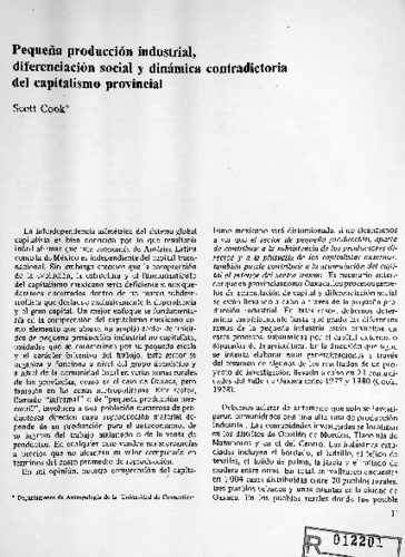 Pequeña producción industrial, diferenciación social y dinámica contradictoria del capitalismo provincial