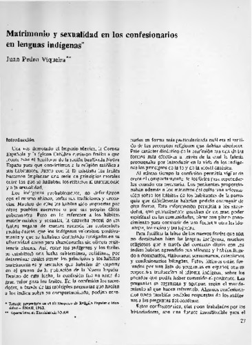Matrimonio y sexualidad en los confesionarios en lenguas indígenas