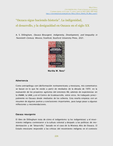 “‘Oaxaca sigue haciendo historia’ La indigenidad, el desarrollo, y la desigualdad en Oaxaca en el siglo XX”