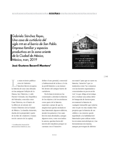 Gabriela Sánchez Reyes, Una casa de curtiduría del siglo XVIII en el barrio de San Pablo. Empresa familiar y espacios productivo