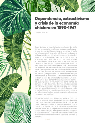 Dependencia, extractivismo y crisis de la economía chiclera en 1890-1947