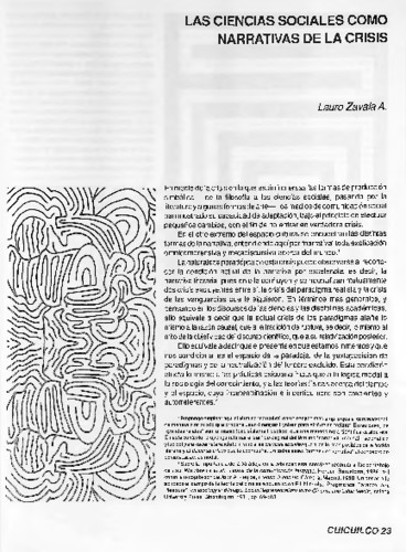 Las ciencias sociales como narrativas de la crisis
