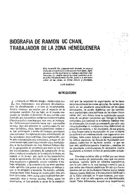 Biografía de Ramón Uc Chan un trabajador de la zona henequera.