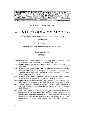 Índice de documentos relativos a la historia de México existentes en el Archivo de Indias de Sevilla.