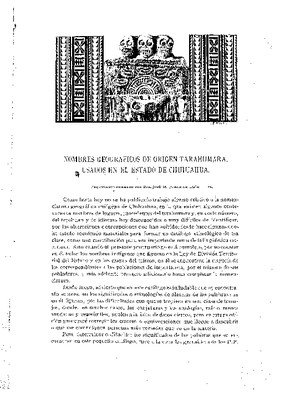Nombres geográficos de origen tarahumara en el estado de Chihuahua.