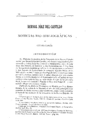 Bernal Díaz del Castillo. Noticias bio-bibliográficas.