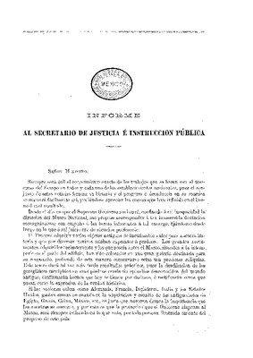 Informe al Secretario de Justicia e Instrucción Pública sobre las actividades del Museo Nacional.