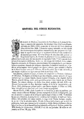 Ensayo de descifración geroglífica. II.- Historia del Códice Mendocino.