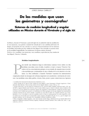 De las medidas que usan los geómetras y cosmógrafos. Sistemas de medición longitudinal y angular utilizados en México durante el Virreinato y el siglo XIX.