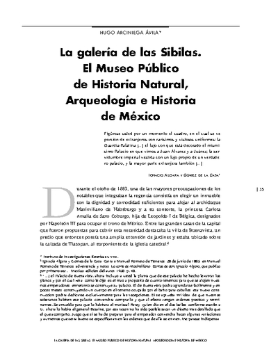 La galería de las Sibilas. El Museo Público de Historia Natural, Arqueología e Historia de México