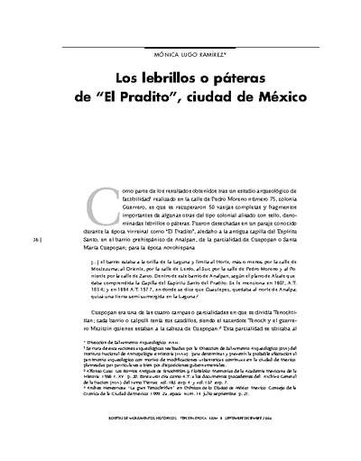 Los lebrillos o páteras de "EL Pradito", Ciudad de México
