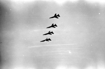 Aviones en formación durante la exhibición de Los Ángeles Azules, en la ciudad de México
