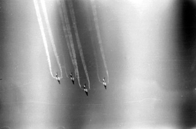 Aviones en formación durante la exhibición de Los Ángeles Azules, en la ciudad de México